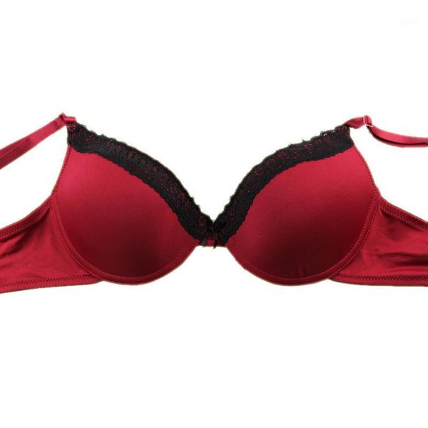 

miaoersidai soft cotton bra women bra lace small push up young girl female underwear padded brassiere 32-40 a-b-c-d1, Red;black