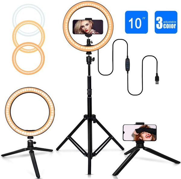 

flash heads 10 inch led makeup ring light with metal tripod professional video live lamp for youtube studio1