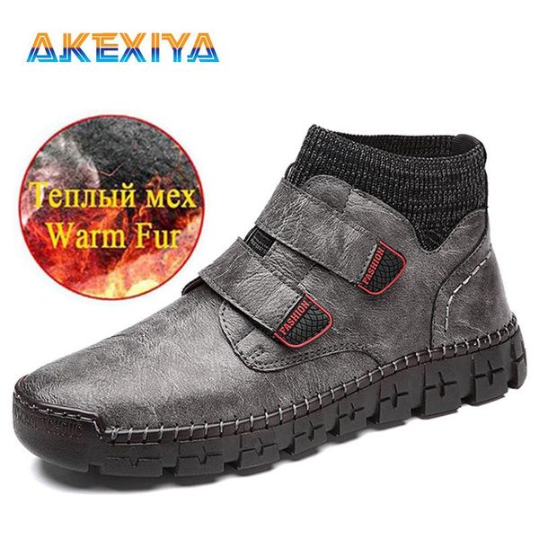 

plus size men's ankle boots plush warm men's boots outdoor comfortable snow retro trend men designer sneakers, Black
