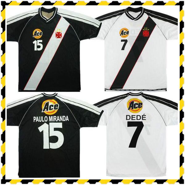 

1999 2000 vasco da gama retro soccer jersey 99 00 romario da gama away paulo miranda dede juninho luizao vintage classic football shirt, Black;yellow