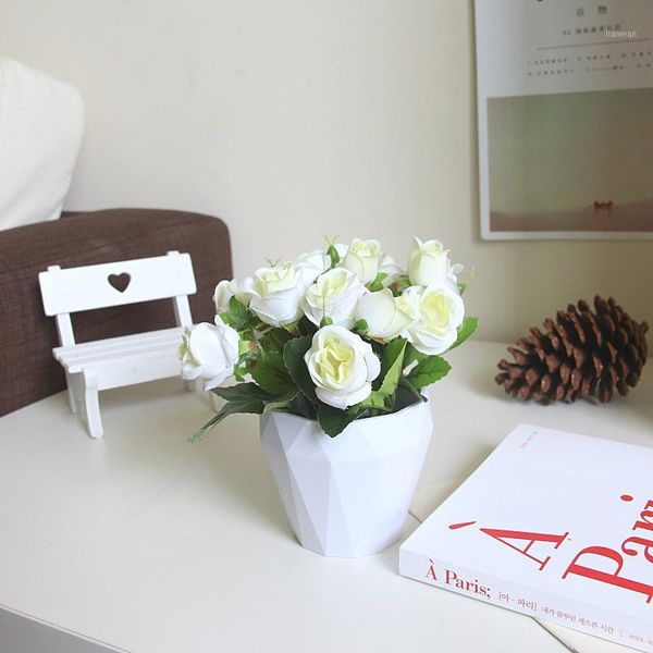 

7.1 artificial potted plant silk flower rose wedding party home art ornaments1