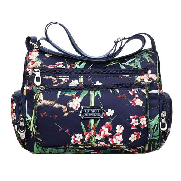 

women oxford crossbody adjustable buckle print shoulder bag durable front pocket messenger zipper casual rural style fashion