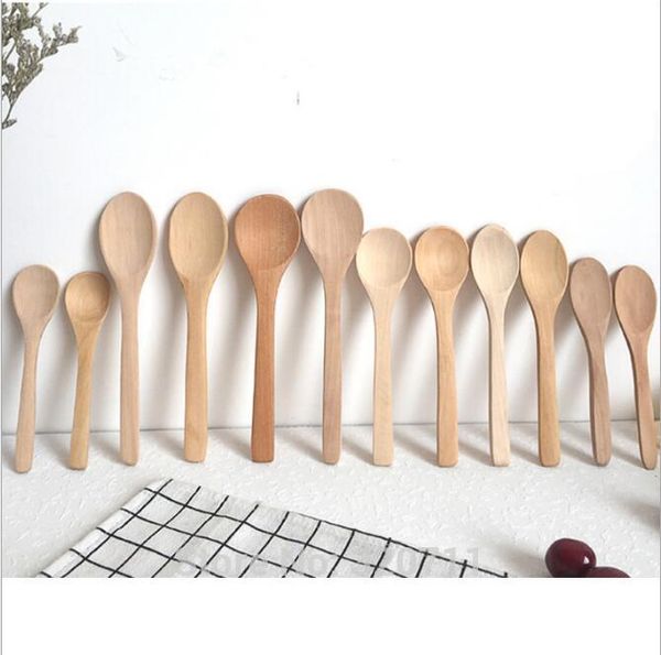 500 pz 15.5*3.7 cm Cucchiai di Legno Dipinto Naturale Eeo-Friendly Mini Cucchiai di Miele Cucina Mini Caffè Cucchiaino Bambini Zuppa Scoop