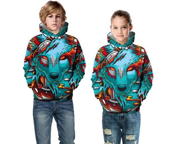 Abiti coordinati per la famiglia Abbigliamento per bambini grandi bambini autunno / inverno nuovo Maglione con cappuccio con stampa digitale per cani carini giacche per ragazzi e ragazze