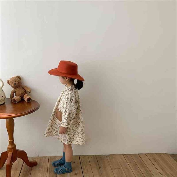 

vintage toddler girl dress korean style children clothing cotton floral dresses long sleeves princess frocks kids clothes, Red;yellow