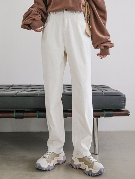 

dazy high waist corduroy straight leg pants n4lc#, Black;white