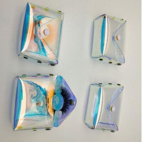 

3d eyelashes packing boxes laser lash bag lashes package storage cases makeup cosmetic case mink transparent eyelash bag