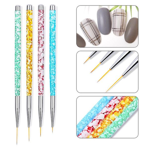 

nail brushes 3 pcs art acrylic liner painting brush french lines stripes grid pattern drawing pen 3d diy tips manicure tools, Yellow