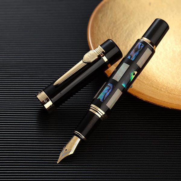 

jinhao fountain pen luxury shell medium nib full gold clip heavy pen gift box set birthday business gift