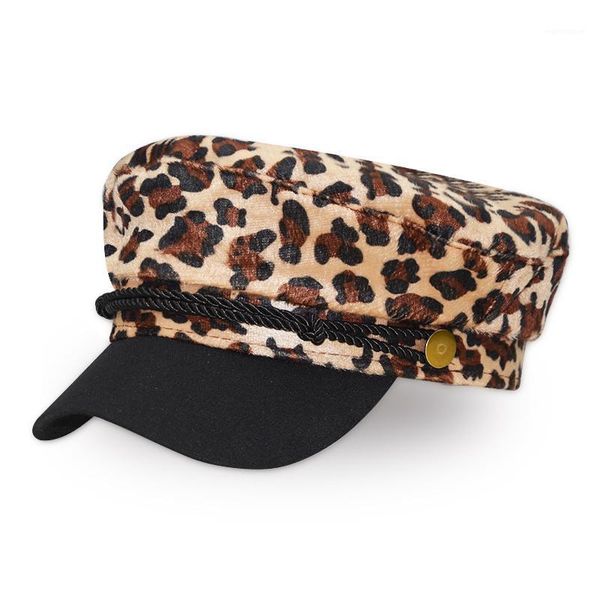 

vintage wool leopard print casual cap flat women's winter cap women's casual baseball fashion accessories1, Blue;gray
