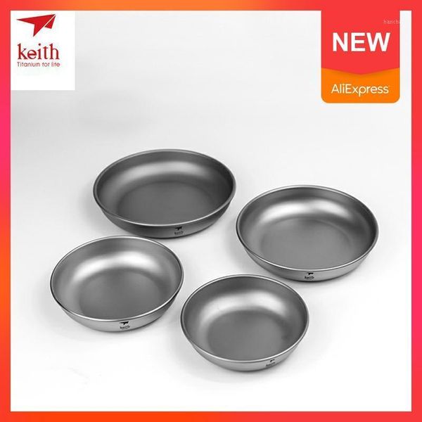 

camp kitchen keith 4pcs titanium plates outdoor tableware camping dishes set hiking travel portable ultralight cookware ti53731