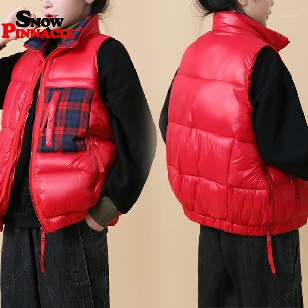 

2020 new women vest jacket autumn winter casual padded warm jacket vest casual patchwork sleeveless waistcoat for women1, Black;white