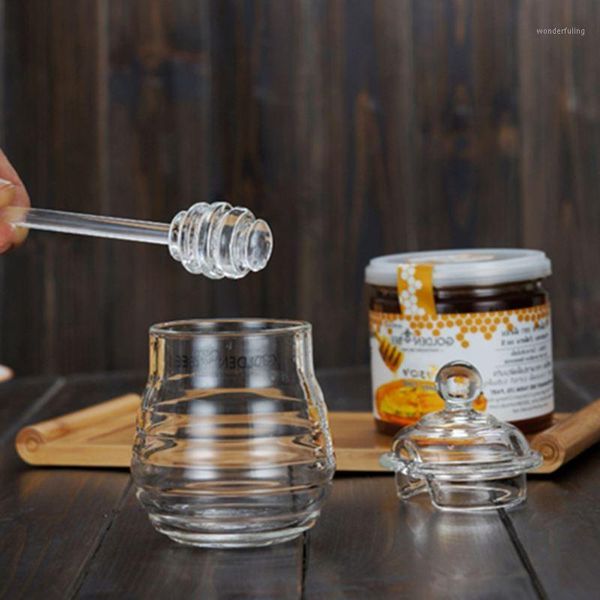 

high-grade honey jar crystal glass seasoning bottle glass stirring admission 290ml car candy dispenser container cl11080521