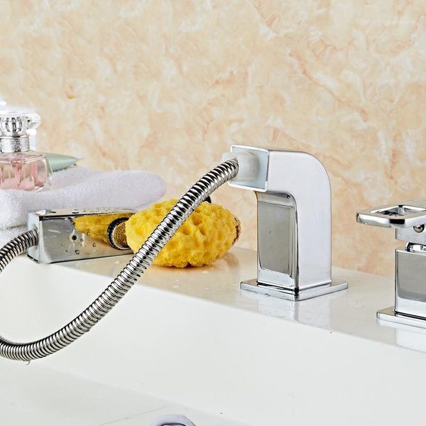 

bathroom sink faucets basin pull out mixer chrome brass modern washbasin1