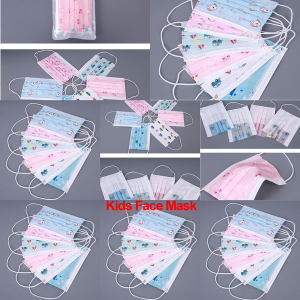 

student kids disposable face mask with elastic ear loop 3 ply breathable for blocking dust air anti pollution masks designer fashion 1 pw2c#