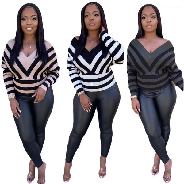 

daily casual clothes women striped v neck tshirt spring autumn long sleeve panelled tshirt ladies, White