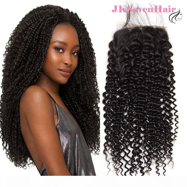 

curly wave 12a grade peruvian virgin hair 4x4 inch lace closure indian malaysian brazilian part middle part three parts closure, Black