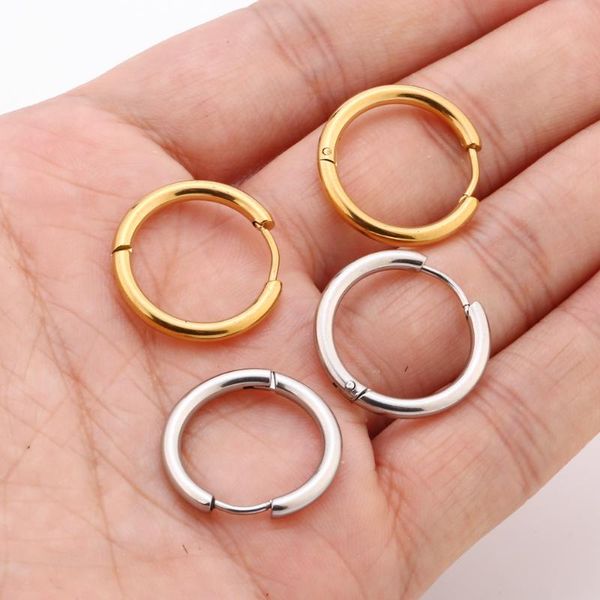 

charm gold /silver tone stainless steel hoop earrings set huggie for women 16mm, Golden
