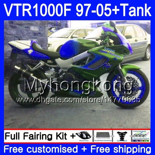 Carenatura per HONDA SuperHawk VTR1000 F 1997 1998 1999 2000 2001 Blu verde caldo 56HM.181 VTR 1000 F 1000F VTR1000F 97 98 99 00 01 05 Corpo + Serbatoio