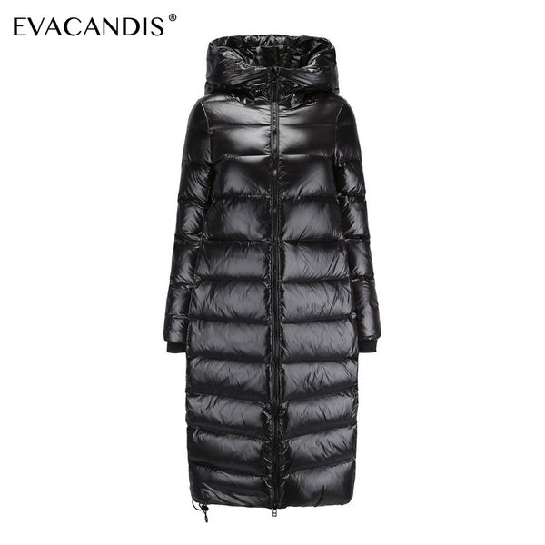 

long black down coat women thick hooded winter zipper plus size windproof snow outwear 90% white duck down warm jacket overcoat t200107