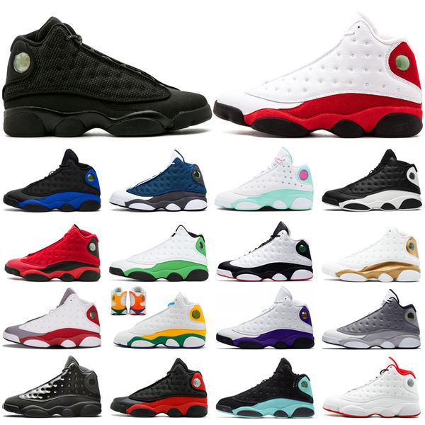 

jumpman mens women basketball shoes 13s red flint hyper royal balck cat bred playground sports sneaker trainers athletic size 7-13