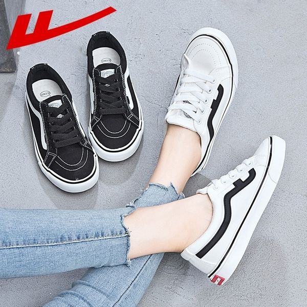 

warrior women sneakers fashion breathble vulcanized shoes women pu canvas platform shoes women lace up casual shoes white y200801, Black