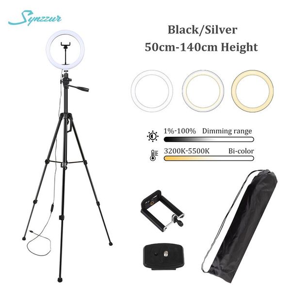 

flash heads camara tripod stand with usb light ring 10inch bi-color selfie led phone fill lamp pographic lighting for youtube video