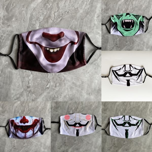 

face style breathable npakl masks dust proof over pm in dustproof spoof printing clown pattern characterize washable pumpkin party