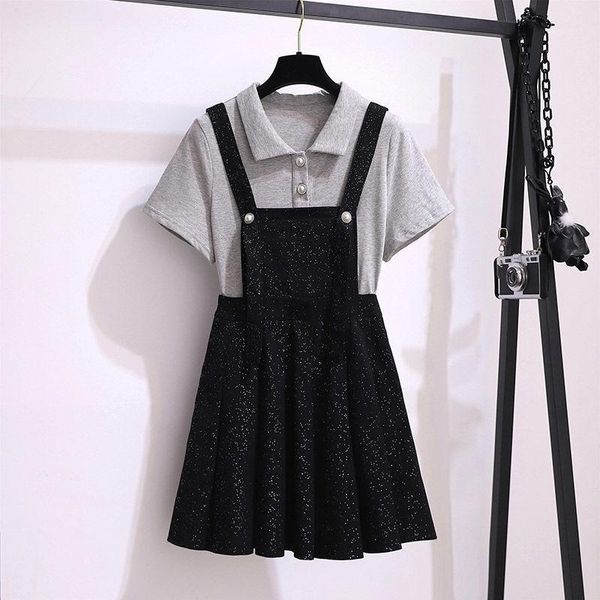 

2020 new fashion summer women loose shirt + jumpsuit sequined midi skirt plus size set female two piece suit outfits z1961, White