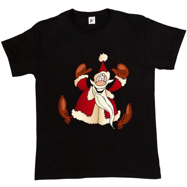 

santa happy and jumping for joy father christmas comfortable casual short sleeve print tees wholesale sport sweatshirt hoodie t shirt