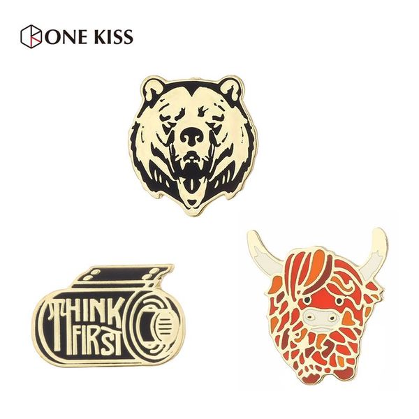 

animal grizzly bear pin brooches hard enamel pin badges pinback brooches clothes accessories for men women jewelry gifts, Gray