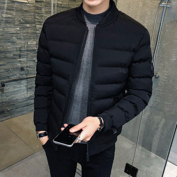 

brand winter men's jackets youth thickened short slim down cotton overcoat for male jacket clothing kg-566, Black