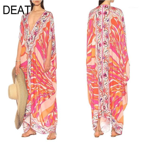 

deat] 2020 over long length v collar dress women mid sleeve elastic knit embroidery print bohemian new summer fashion ar8201, Black;gray