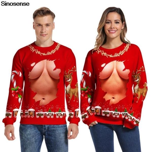 

men women ugly christmas sweater jumper pullover christmas sweatshirt 3d funny printed autumn winter holiday party xmas sweaters, White;black