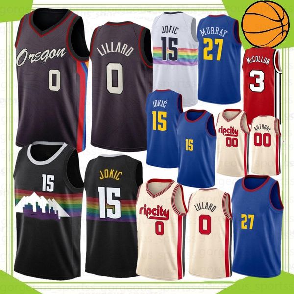 

damian 0 lillard 15 jokic ncaa carmelo 00 anthony men college basketball jerseys c.j. 3 mccollum 2021 jamal 27 murray 2021 new, Black;red