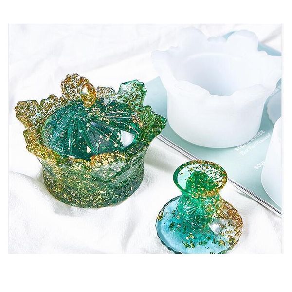 

elegant crystal crown storage box epoxy sile mold for cut mold diy crystal epoxy uv gift box jewelry tool bbybpa, Black