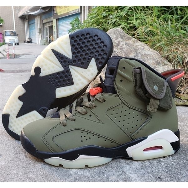 

travis scotts x 6 mens ts basketball shoes 2020 3m olive green designer sneakers tinker cactus jack jumpman 6s trainers des chaussures 9i1b, Black