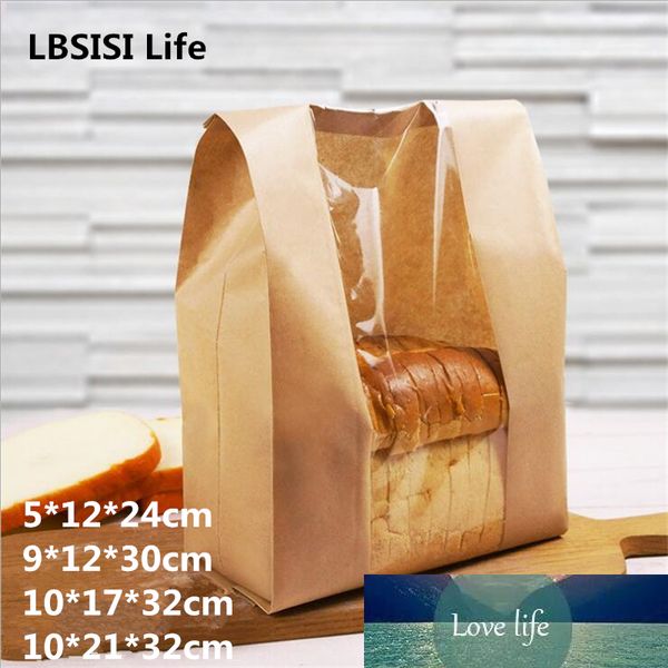 Lbsisi vida 50 pcs kraft papel pão claro evitar o petróleo embalagem toast saco de janela cozimento takeaway pacote de alimentos bolo festa