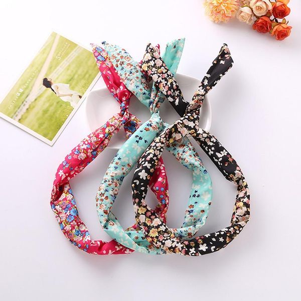

korean rabbit bunny ear ribbon hair band wire elastic headband scarf vintage floral hairband 2020 girls ladies hair accessories q bbyspx