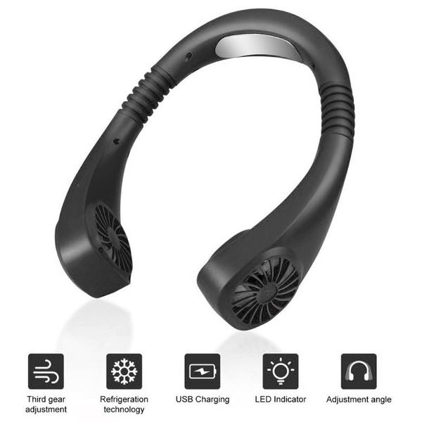 

38# neck fan cooler dual effect cooling fan rechargeable hanging neck cooler summer refreshing cool fans portable