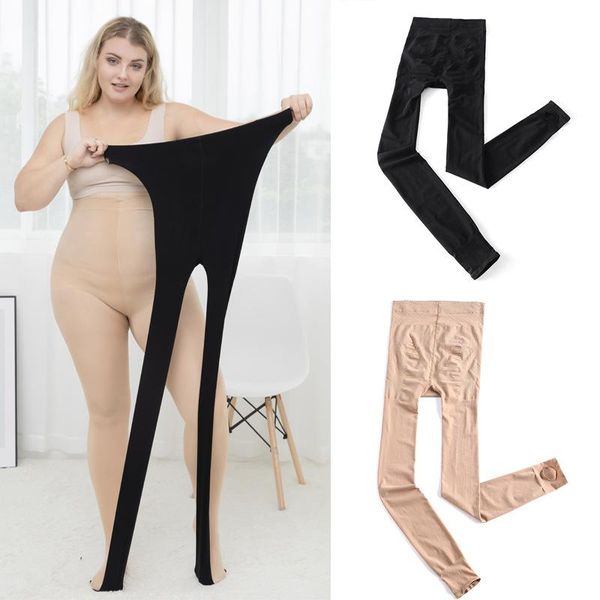 

women's leggings loulan queen 2021 summer velvet large plus size sister high waist non-pilling anti-hook silk socks, Black