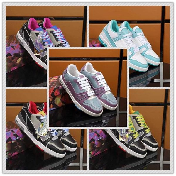 

designers lady flat casual shoes leather platform sneaker letters lace-up luxury woman shoes fashion new men printed shoes large size 38-44, Black