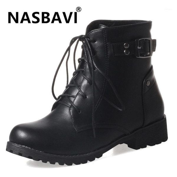 

boots 2021 europe and america fashion women's snow winter ladies solid color lacing short warm buckle boot1, Black