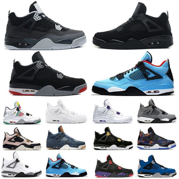 

2021 mens basketballs shoes 4s fire red 4 black cat bred white cement royalty metallic red purple silt red men women athletic ls6y