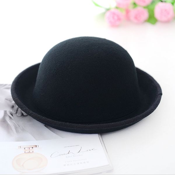 

vintage wool hats black bowler derby trilby hat ladies women girl cap useful korean 2019 new fashion solid streetwear