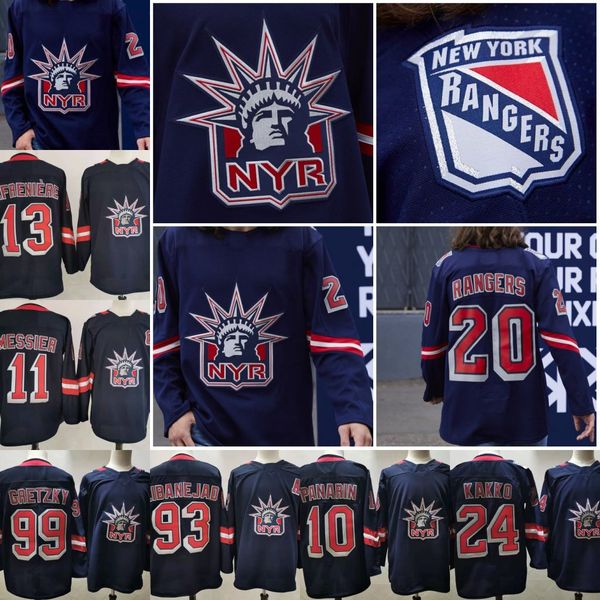 

99 wayne gretzky new york rangers men's 2021 reverse retro jerseys mark messier mika zibaneja alexis lafreniere chris kreider panarin k, Black