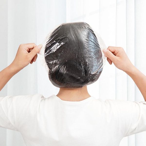 

100pcs/lot disposable shower caps hat clear spa hair salon l one-off bathing elastic shower cap bathroom products b qylglv
