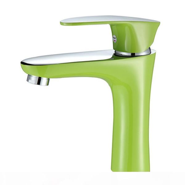 

bathroom basin faucet modern multi-color copper sink faucet single lever single hole and cold water mixer tap orange green
