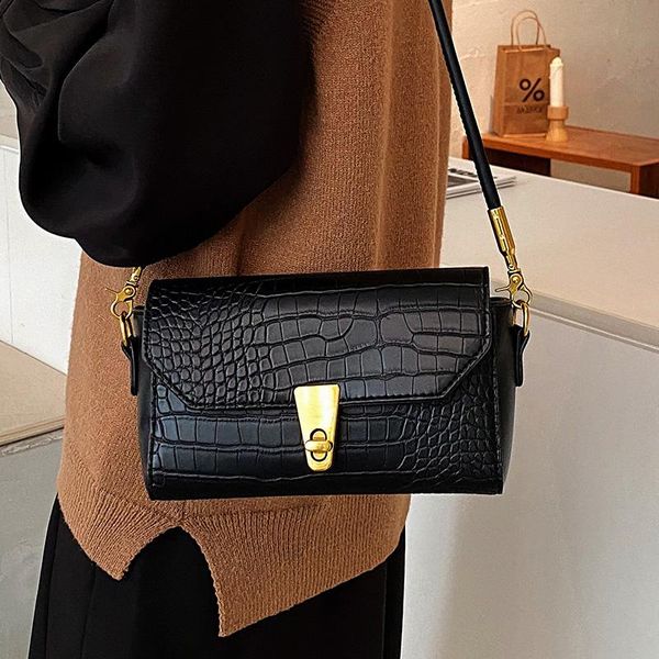 

veryme pu fashion women's bag simple small square women bag crocodile pattern shoulder ladies casual chain crossbody handbag