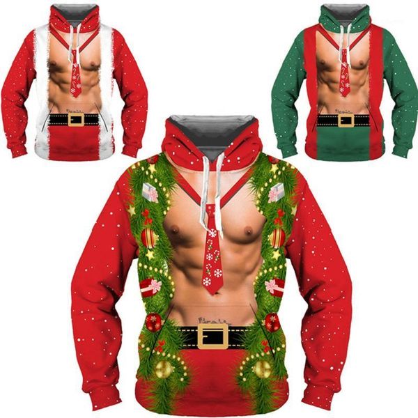 

autumn winter fashion women men couples long sleeve 3d christmas printed loose hooded hoodies sweatshirts plus size#g31, Black